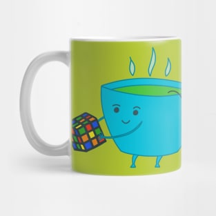 A Cup of Tea Solves Everything - cute and funny tea cup on green Mug